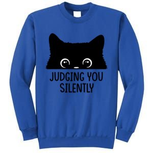 Judging You Silently Sarcastic Cat Pocket Funny Black Cat Gift Sweatshirt