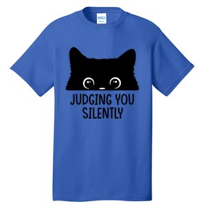 Judging You Silently Sarcastic Cat Pocket Funny Black Cat Gift Tall T-Shirt