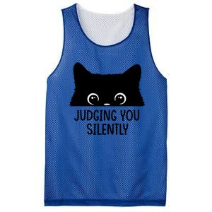 Judging You Silently Sarcastic Cat Pocket Funny Black Cat Gift Mesh Reversible Basketball Jersey Tank