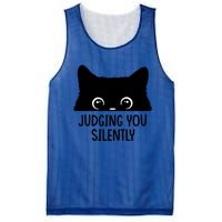 Judging You Silently Sarcastic Cat Pocket Funny Black Cat Gift Mesh Reversible Basketball Jersey Tank