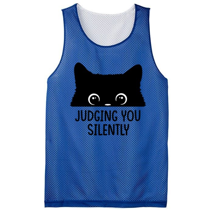 Judging You Silently Sarcastic Cat Pocket Funny Black Cat Gift Mesh Reversible Basketball Jersey Tank