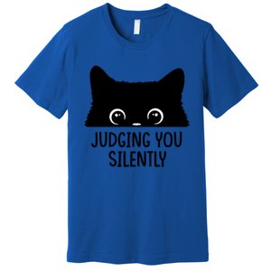 Judging You Silently Sarcastic Cat Pocket Funny Black Cat Gift Premium T-Shirt