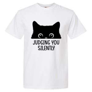 Judging You Silently Sarcastic Cat Pocket Funny Black Cat Gift Garment-Dyed Heavyweight T-Shirt