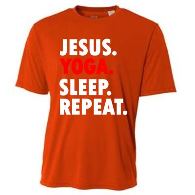 Jesus Yoga Sleep Repeat Christian Hobby Cool Gift Cooling Performance Crew T-Shirt