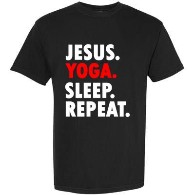 Jesus Yoga Sleep Repeat Christian Hobby Cool Gift Garment-Dyed Heavyweight T-Shirt