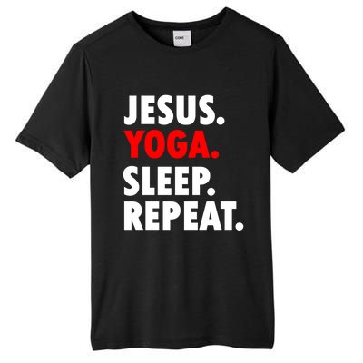 Jesus Yoga Sleep Repeat Christian Hobby Cool Gift Tall Fusion ChromaSoft Performance T-Shirt