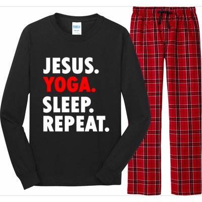 Jesus Yoga Sleep Repeat Christian Hobby Cool Gift Long Sleeve Pajama Set