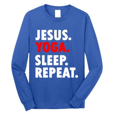 Jesus Yoga Sleep Repeat Christian Hobby Cool Gift Long Sleeve Shirt