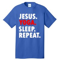 Jesus Yoga Sleep Repeat Christian Hobby Cool Gift Tall T-Shirt