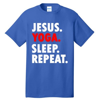 Jesus Yoga Sleep Repeat Christian Hobby Cool Gift Tall T-Shirt