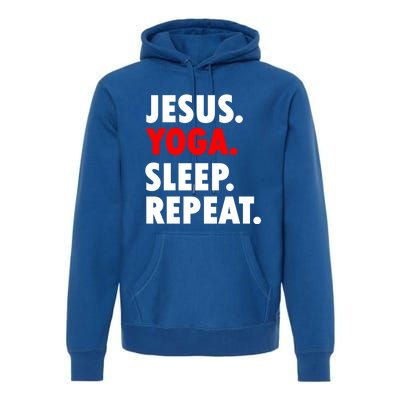 Jesus Yoga Sleep Repeat Christian Hobby Cool Gift Premium Hoodie