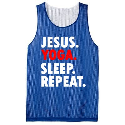 Jesus Yoga Sleep Repeat Christian Hobby Cool Gift Mesh Reversible Basketball Jersey Tank