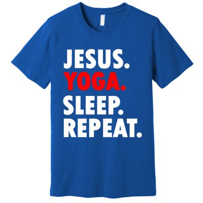 Jesus Yoga Sleep Repeat Christian Hobby Cool Gift Premium T-Shirt