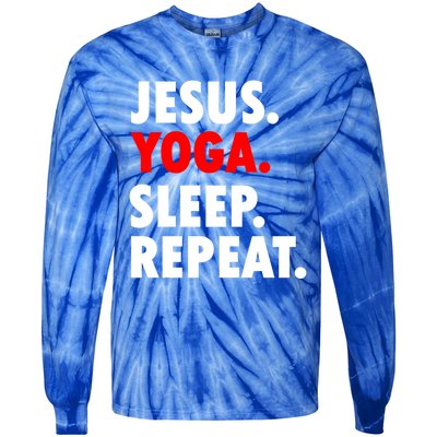 Jesus Yoga Sleep Repeat Christian Hobby Cool Gift Tie-Dye Long Sleeve Shirt