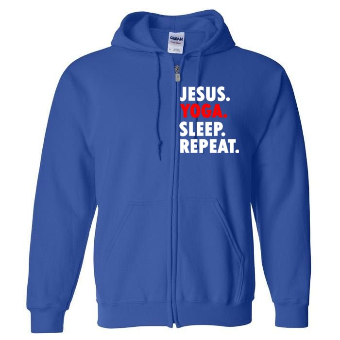 Jesus Yoga Sleep Repeat Christian Hobby Cool Gift Full Zip Hoodie