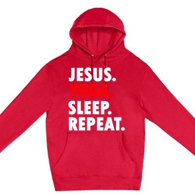 Jesus Yoga Sleep Repeat Christian Hobby Cool Gift Premium Pullover Hoodie