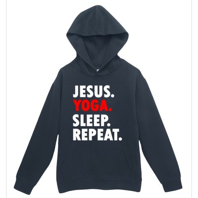 Jesus Yoga Sleep Repeat Christian Hobby Cool Gift Urban Pullover Hoodie