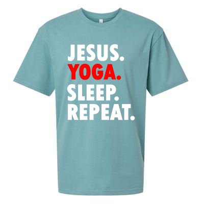 Jesus Yoga Sleep Repeat Christian Hobby Cool Gift Sueded Cloud Jersey T-Shirt