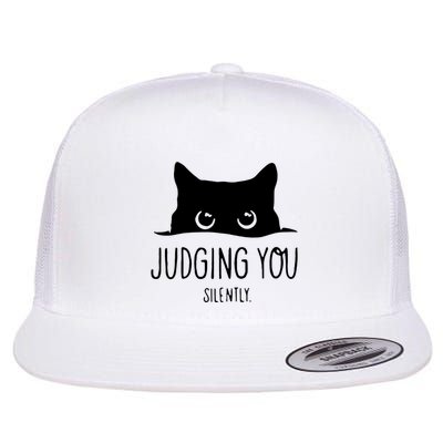 Judging You Silently Funny Cat Flat Bill Trucker Hat