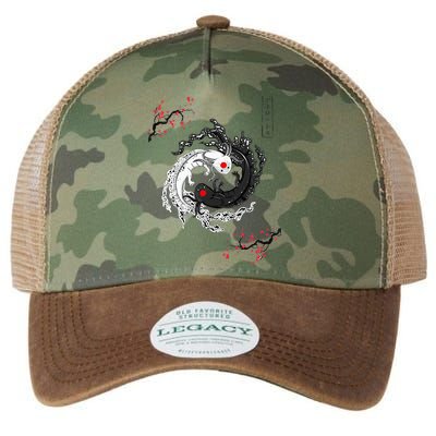 Japanese Yin Yang Axolotls Art Graphic Anime Axolotl Lover Legacy Tie Dye Trucker Hat