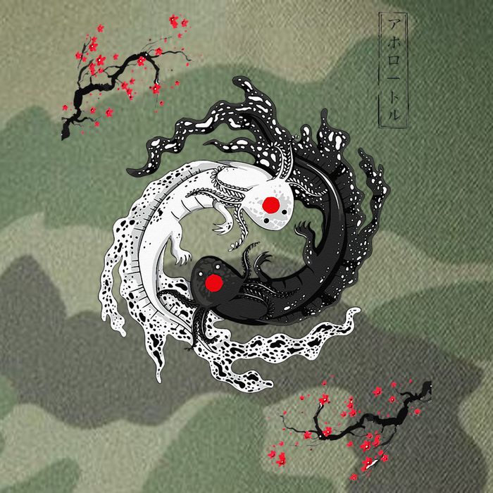 Japanese Yin Yang Axolotls Art Graphic Anime Axolotl Lover Legacy Tie Dye Trucker Hat