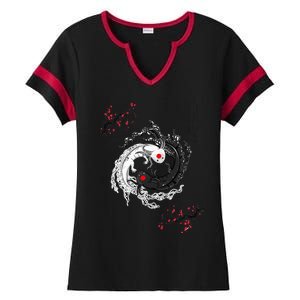 Japanese Yin Yang Axolotls Art Graphic Anime Axolotl Lover Ladies Halftime Notch Neck Tee