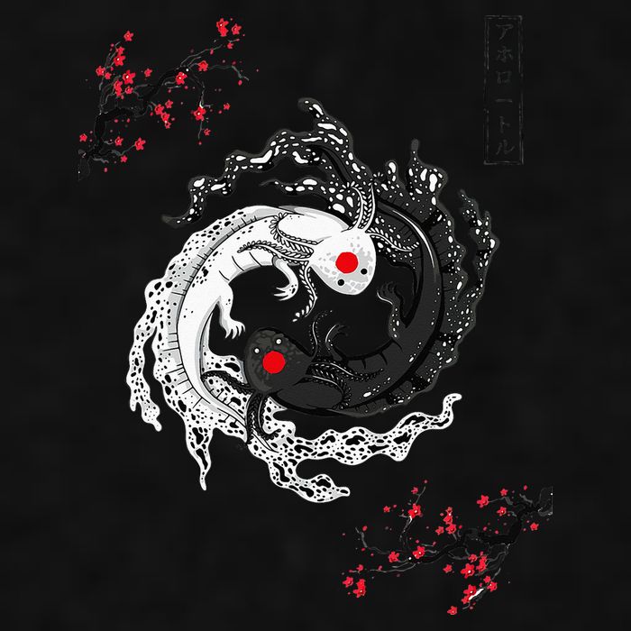 Japanese Yin Yang Axolotls Art Graphic Anime Axolotl Lover Ladies PosiCharge Tri-Blend Wicking Tank