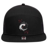 Japanese Yin Yang Axolotls Art Graphic Anime Axolotl Lover 7 Panel Mesh Trucker Snapback Hat