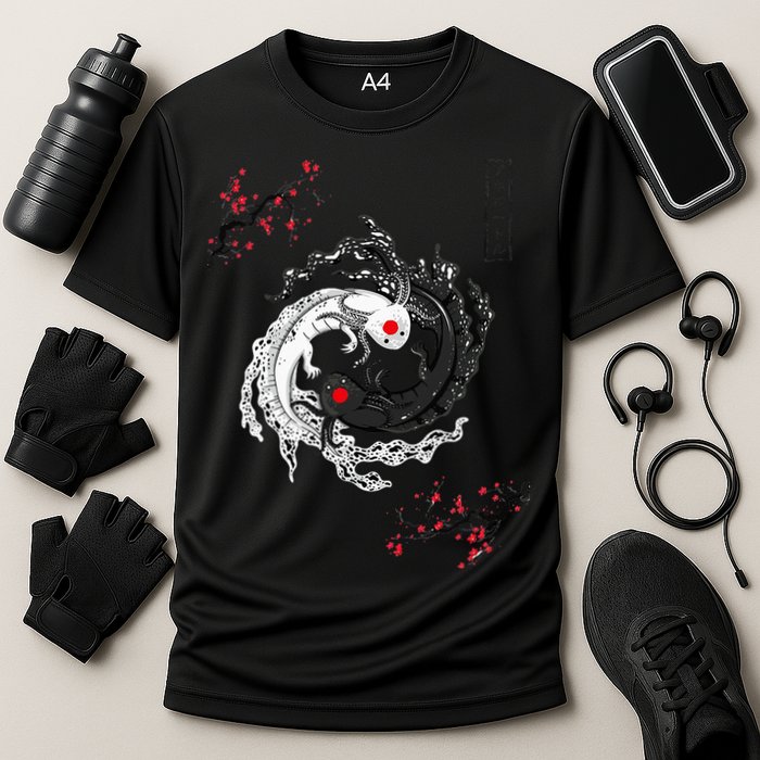 Japanese Yin Yang Axolotls Art Graphic Anime Axolotl Lover Performance Shirt