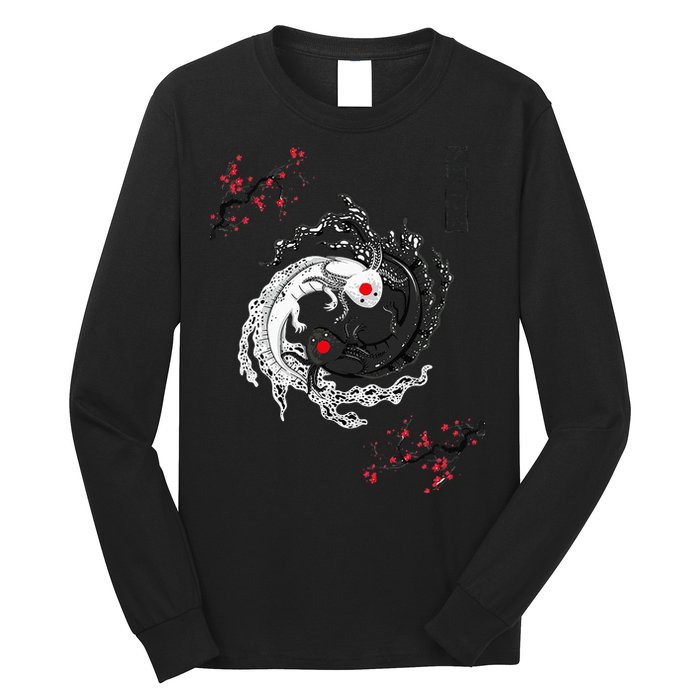 Japanese Yin Yang Axolotls Art Graphic Anime Axolotl Lover Long Sleeve Shirt