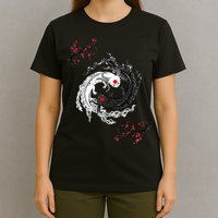 Japanese Yin Yang Axolotls Art Graphic Anime Axolotl Lover T-Shirt