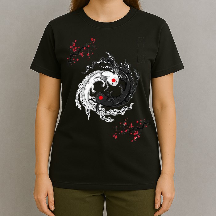 Japanese Yin Yang Axolotls Art Graphic Anime Axolotl Lover T-Shirt