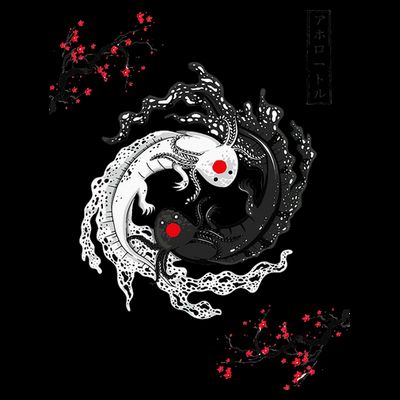 Japanese Yin Yang Axolotls Art Graphic Anime Axolotl Lover T-Shirt