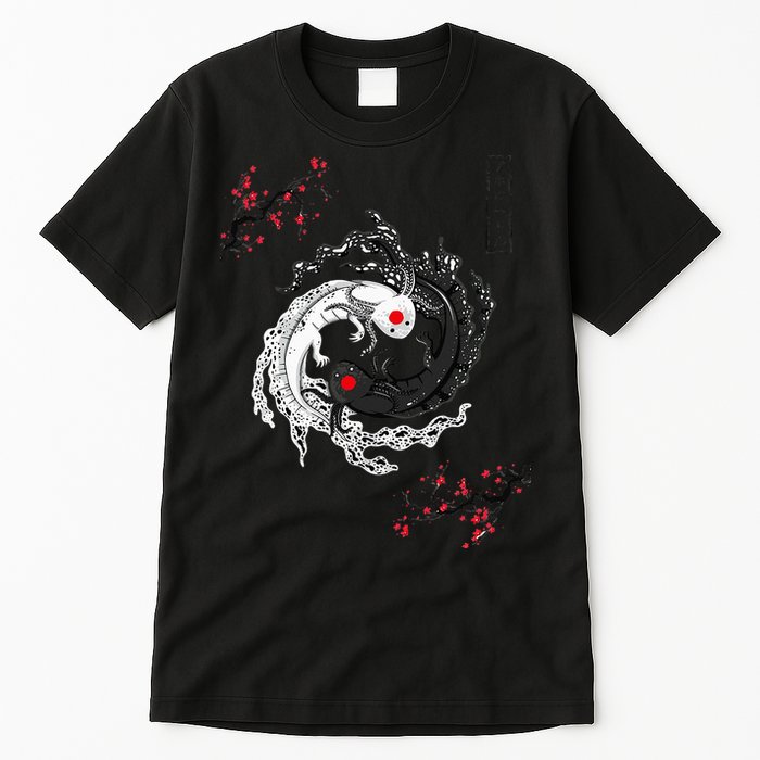 Japanese Yin Yang Axolotls Art Graphic Anime Axolotl Lover Tall T-Shirt