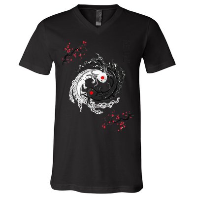 Japanese Yin Yang Axolotls Art Graphic Anime Axolotl Lover V-Neck T-Shirt