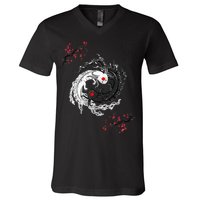 Japanese Yin Yang Axolotls Art Graphic Anime Axolotl Lover V-Neck T-Shirt