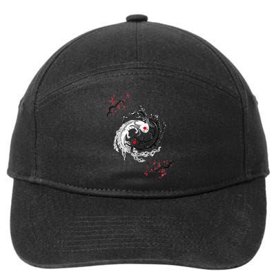 Japanese Yin Yang Axolotls Art Graphic Anime Axolotl Lover 7-Panel Snapback Hat
