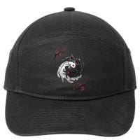 Japanese Yin Yang Axolotls Art Graphic Anime Axolotl Lover 7-Panel Snapback Hat