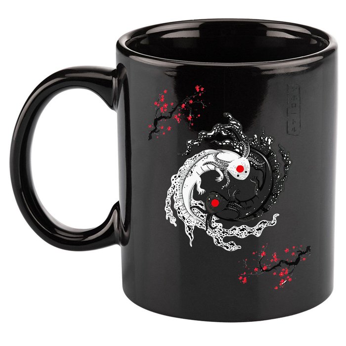 Japanese Yin Yang Axolotls Art Graphic Anime Axolotl Lover 11oz C Handle Ceramic Mug