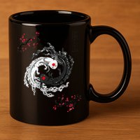 Japanese Yin Yang Axolotls Art Graphic Anime Axolotl Lover 11oz C Handle Ceramic Mug