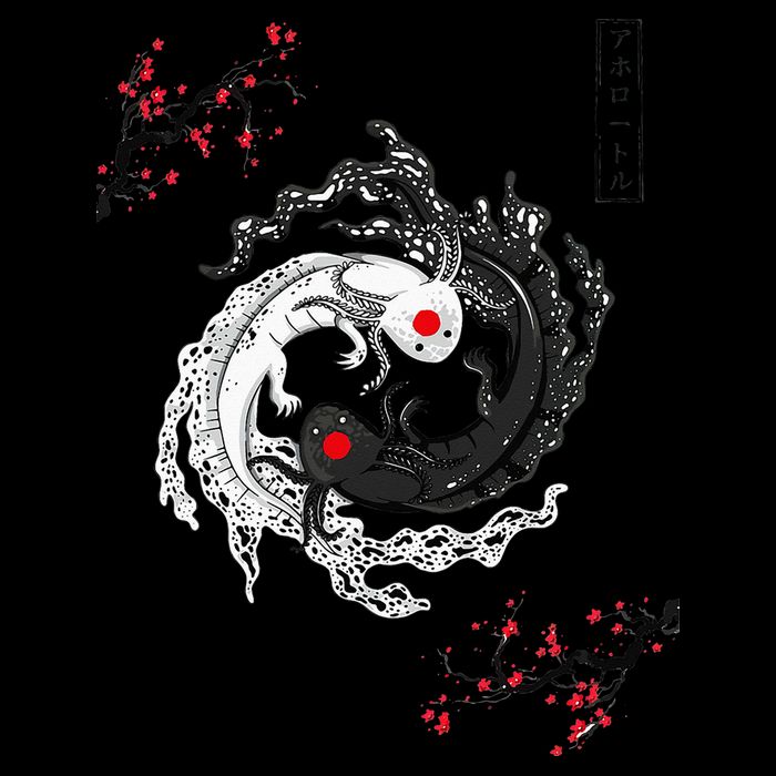 Japanese Yin Yang Axolotls Art Graphic Anime Axolotl Lover Drawstring Bag
