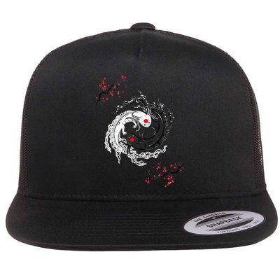 Japanese Yin Yang Axolotls Art Graphic Anime Axolotl Lover Flatbill Hat