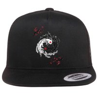 Japanese Yin Yang Axolotls Art Graphic Anime Axolotl Lover Flatbill Hat