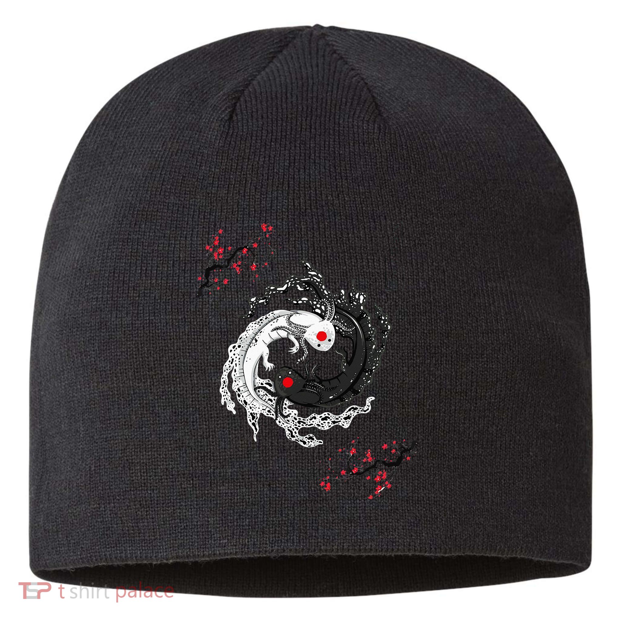 Japanese Yin Yang Axolotls Art Graphic Anime Axolotl Lover Sustainable Beanie