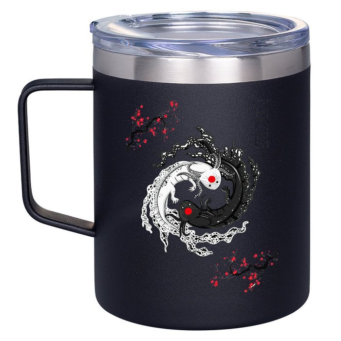 Japanese Yin Yang Axolotls Art Graphic Anime Axolotl Lover 12oz Stainless Steel Coffee Mug