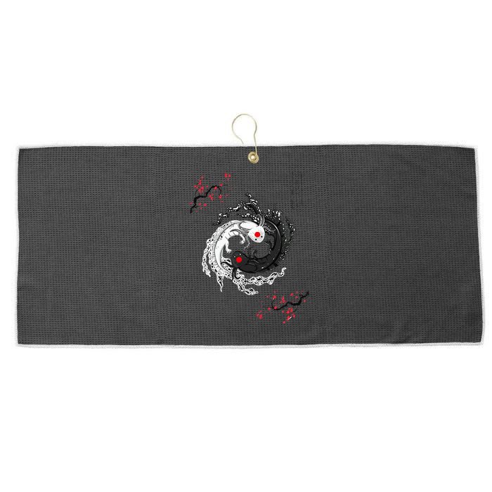 Japanese Yin Yang Axolotls Art Graphic Anime Axolotl Lover Large Microfiber Waffle Golf Towel
