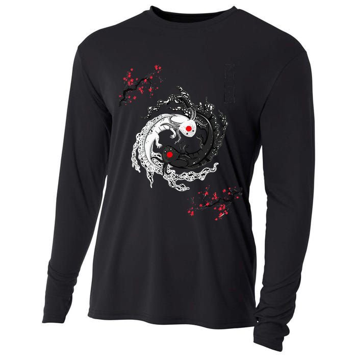 Japanese Yin Yang Axolotls Art Graphic Anime Axolotl Lover Cooling Performance Long Sleeve Crew