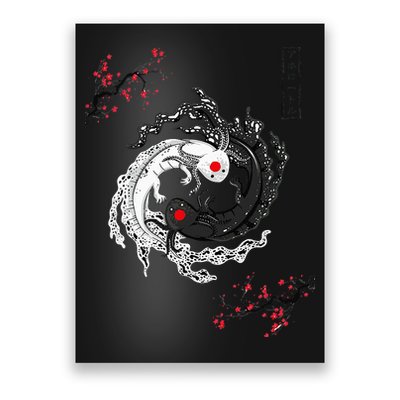 Japanese Yin Yang Axolotls Art Graphic Anime Axolotl Lover Poster