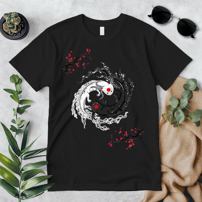 Japanese Yin Yang Axolotls Art Graphic Anime Axolotl Lover Premium T-Shirt