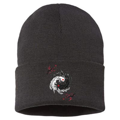 Japanese Yin Yang Axolotls Art Graphic Anime Axolotl Lover Sustainable Knit Beanie